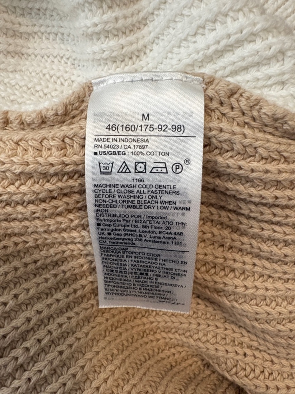 GAP Colorblock V-Neck Button Cardigan - White, Tan, Lilac & Peach - Picture 4 of 6